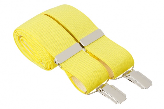Plain Yellow Braces For Trousers With Silver Braces Clips